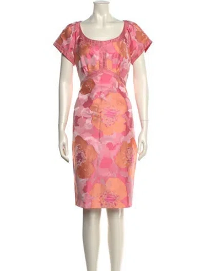 Pre-owned Pamella Roland Printed Knee-length Dress In Pink