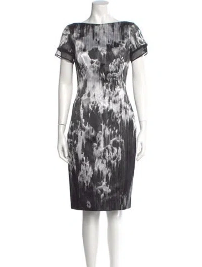 Pre-owned Pamella Roland Printed Knee-length Dress W/ Tags In Black
