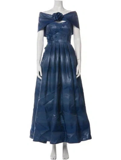 Pre-owned Pamella Roland Printed Long Dress In Blue