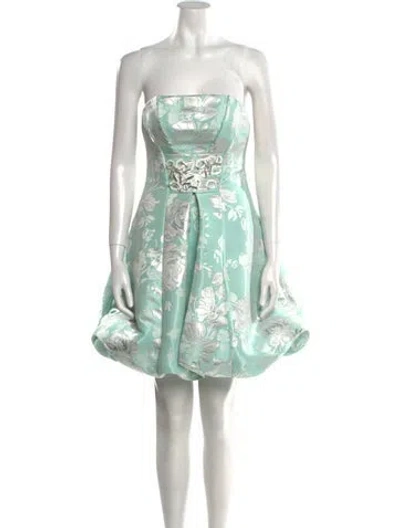 Pre-owned Pamella Roland Printed Mini Dress In Green