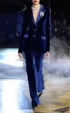Pamella Roland Satin-lapel Stretch-velvet Jacket In Navy