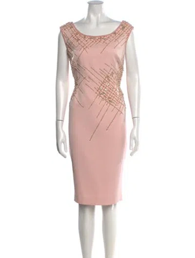 Pre-owned Pamella Roland Scoop Neck Knee-length Dress In Pink
