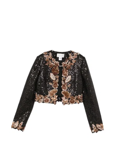 Pamella Roland Sequinn Cropped Jacket In Black