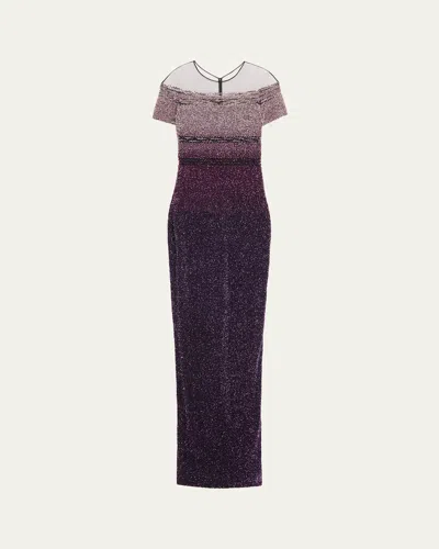 Pamella Roland Signature Sequined Ombre Gown In Ltamythdkamyth