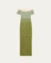 Pamella Roland Signature Sequined Ombre Gown In Sagemoss
