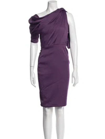 Pre-owned Pamella Roland Silk Knee-length Dress In Purple