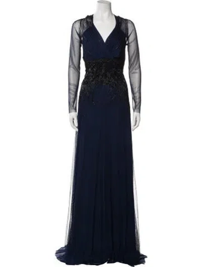 Pre-owned Pamella Roland Silk Long Dress In Blue