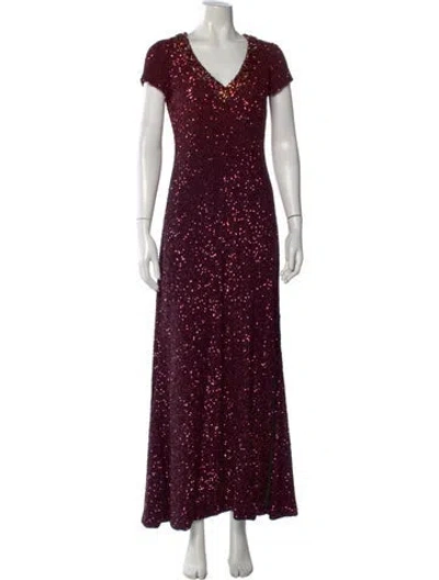 Pre-owned Pamella Roland Silk Long Dress In Burgundy