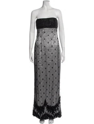 Pre-owned Pamella Roland Silk Long Dress In Gray