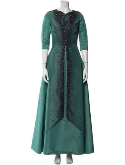 Pre-owned Pamella Roland Silk Long Dress In Green
