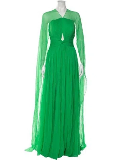 Pre-owned Pamella Roland Silk Long Dress In Green