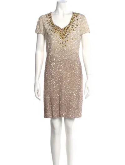 Pre-owned Pamella Roland Silk Mini Dress In Neutral