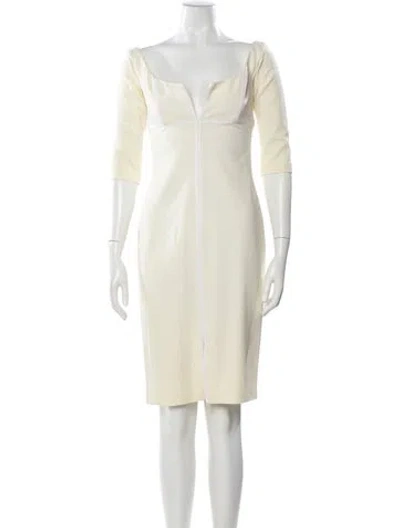 Pre-owned Pamella Roland Square Neckline Knee-length Dress In Neutral
