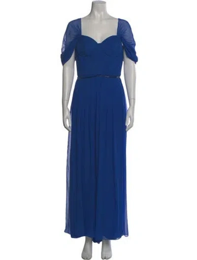 Pre-owned Pamella Roland Square Neckline Long Dress In Blue