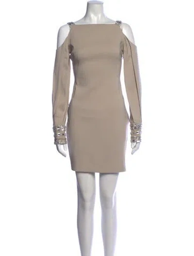 Pre-owned Pamella Roland Square Neckline Mini Dress In Neutrals