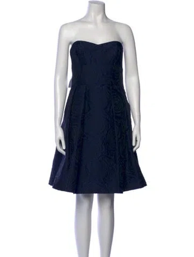 Pre-owned Pamella Roland Strapless Knee-length Dress In Blue