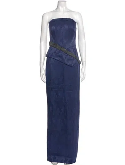 Pre-owned Pamella Roland Strapless Long Dress In Blue