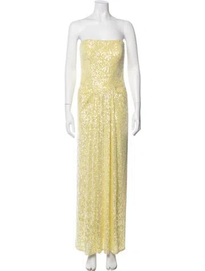 Pre-owned Pamella Roland Strapless Long Dress In Green/yellow