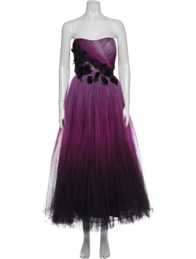 Pre-owned Pamella Roland Strapless Midi Length Dress In Purple