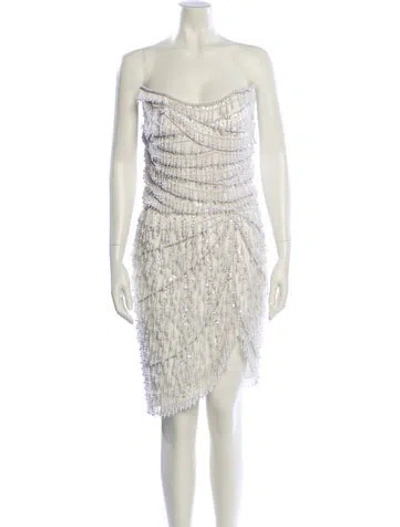 Pre-owned Pamella Roland Strapless Mini Dress W/ Tags In Neutral