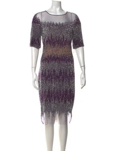 Pre-owned Pamella Roland Striped Midi Length Dress In Purple