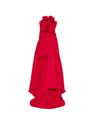 Pamella Roland Taffeta Gown In Red
