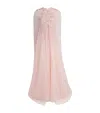 Pamella Roland Tulle Embellished Cape-detail Gown In Pink