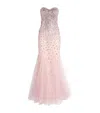 Pamella Roland Tulle Embellished Strapless Gown In Pink