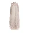 Pamella Roland Tulle Embroidered Kaftan Gown
