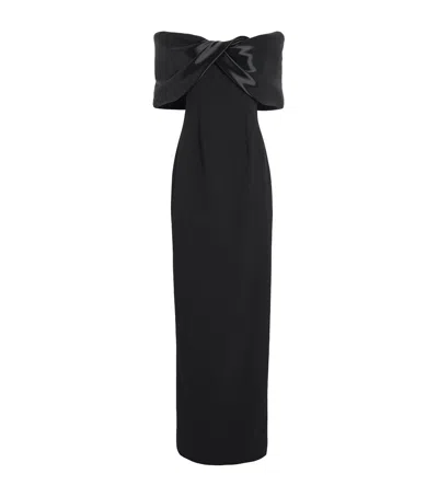 Pamella Roland Twist-detail Off-the-shoulder Gown In Black