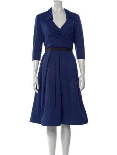 Pre-owned Pamella Roland V-neck Knee-length Dress In Blue