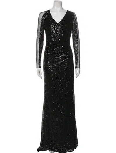Pre-owned Pamella Roland V-neck Long Dress In Black