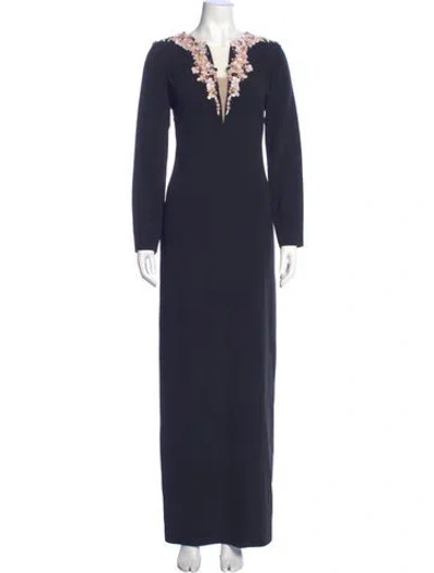 Pre-owned Pamella Roland V-neck Long Dress In Blue