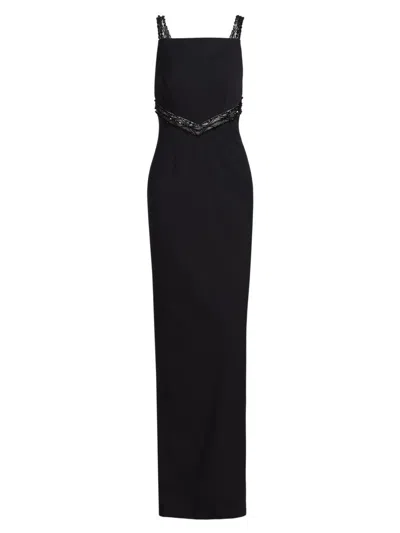 Pamella Roland Women's Crêpe Embellished Column Gown In Black
