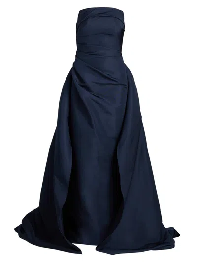 Pamella Roland Women's Draped Faille Strapless Ballgown In Blue