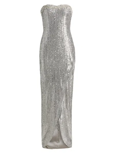 Pamella Roland Women's Embellished Strapless Column Gown In Silver