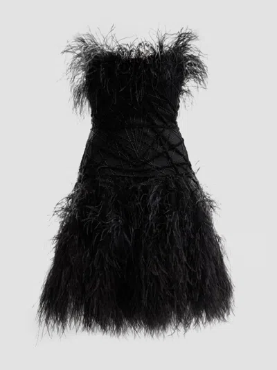 Pamella Roland Women's Embroidered-tulle Strapless Cocktail Mini Dress In Black