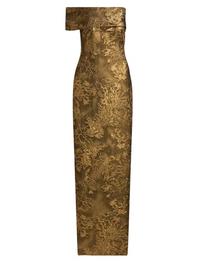 Pamella Roland Women's Floral Brocade Asymmetric Column Gown In Multi