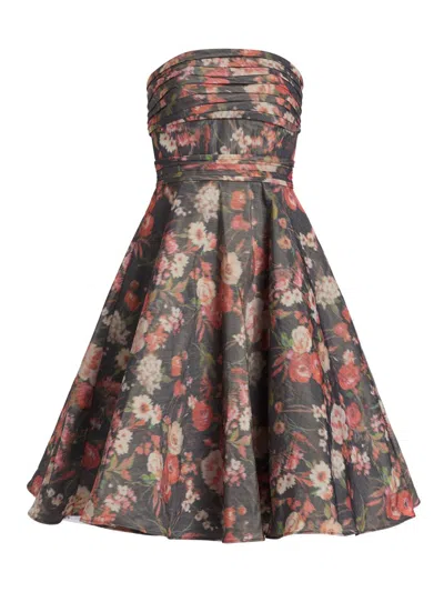 Pamella Roland Women's Floral Taffeta Cocktail Dress In Brown