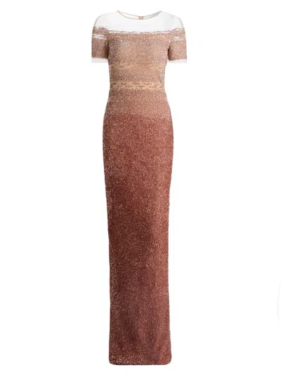 Pamella Roland Women's Ombré Sequined Tulle Column Gown In Multi