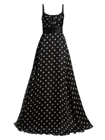 Pamella Roland Women's Polka Dot Organza Ballgown In Black