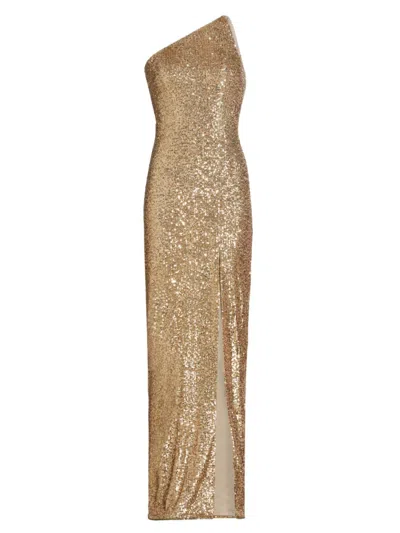 Pamella Roland Women's Sequin One-shoulder Gown In Gold