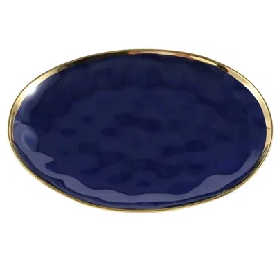 Pampa Bay Oversized Serving Platter In Blue And Gold