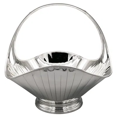 Pre-owned Pampaloni 21° Century Italian Sterling Silver Basket With Handle