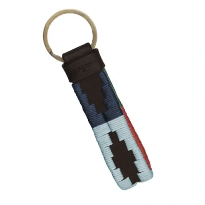 Pampeano Charro Loop Leather Keychain In Brown/red/blue