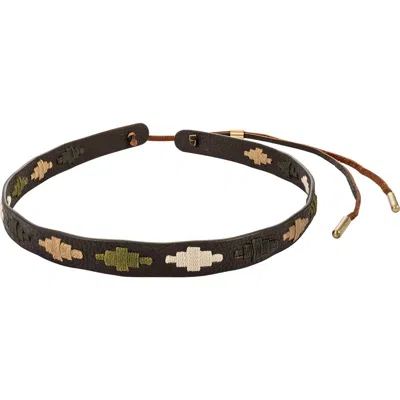 Pampeano Leather Hat Band In Brown/beige/cream