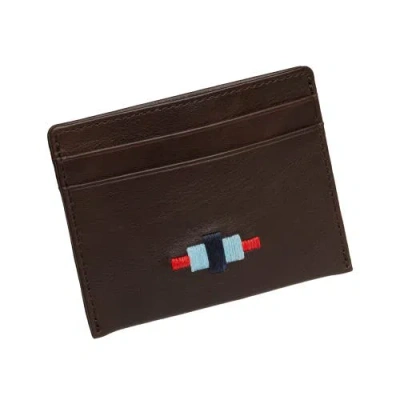 Pampeano Rombo Leather Card Case In Brown/red/blue