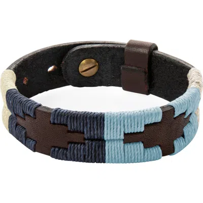 Pampeano Sereno Leather Bracelet In Brown/navy/light Blue
