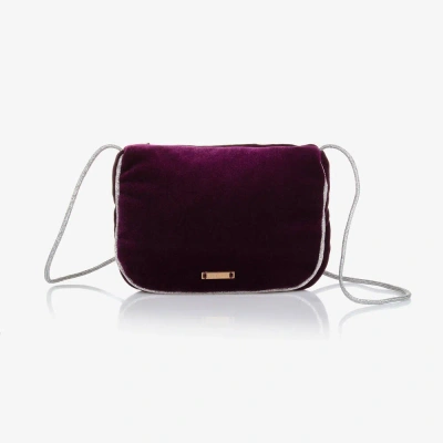 Pan Con Chocolate Kids' Girls Purple Velvet Shoulder Bag (18cm) In Black