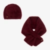 PAN CON CHOCOLATE GIRLS RED FLUFFY HAT & SCARF SET